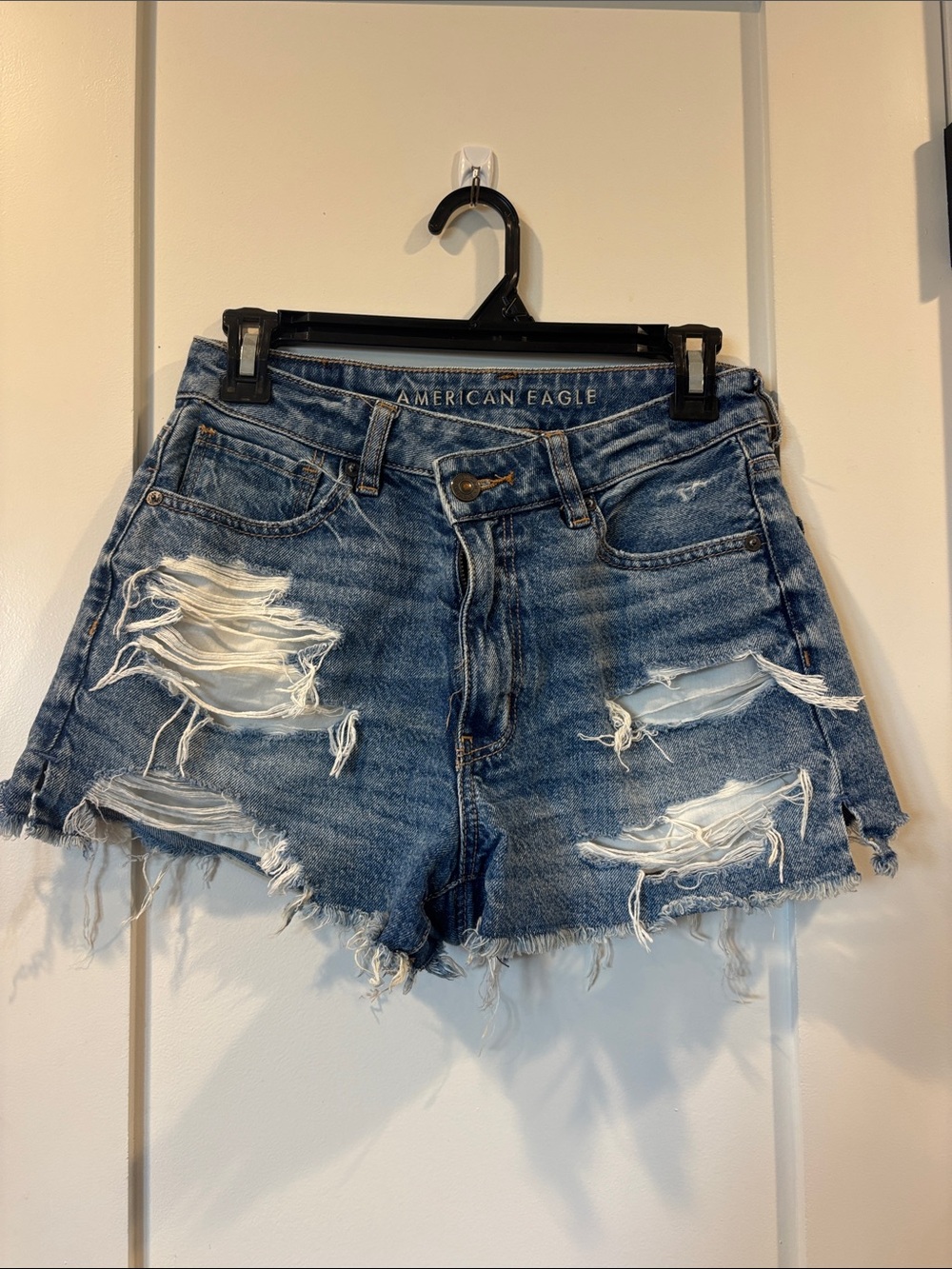 American Eagle Outfitters Ripped Blue Denim Jean Shorts